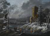DALENS Dirk III A Winter Landscape With Skaters On A Frozen River By A Tower DALENS Dirk III A Winter Landscape With Skaters On A Frozen River By A Tower