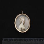 DANIEL Abraham A Lady, Wearing White Closed Robe With Yellow Trim And Voluminous Sleeves, A White Ribbon Bandeau In Her Long Curled And Powdered Hair. DANIEL Abraham A Lady, Wearing White Closed Robe With Yellow Trim And Voluminous Sleeves, A White Ribbon Bandeau In Her Long Curled And Powdered Hair.