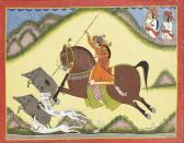 DAS Shiv Kunwar Ajit Singh Hunting Boar On Horseback DAS Shiv Kunwar Ajit Singh Hunting Boar On Horseback