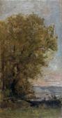 DAUBIGNY Karl Paysage À La Barque Et Grand Arbre DAUBIGNY Karl Paysage À La Barque Et Grand Arbre