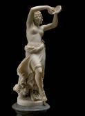 DAUSCH Constantin A German White Marble Figure Of A Bacchante3on Pedestal DAUSCH Constantin A German White Marble Figure Of A Bacchante3on Pedestal