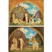 DAVIES Arthur Bowen Mural Studies Of Nudes In A Vast Landscape DAVIES Arthur Bowen Mural Studies Of Nudes In A Vast Landscape
