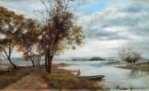 DAVIS ELIZABETH River Landscape With Figure In A Punt DAVIS ELIZABETH River Landscape With Figure In A Punt