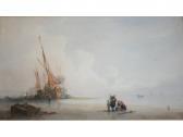 DAVISON William A Coastal Scene With Fisherfolk DAVISON William A Coastal Scene With Fisherfolk