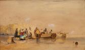 DAVISON William Fishermen Loading Their Boats, Watercolour, 17cm X 28cm DAVISON William Fishermen Loading Their Boats, Watercolour, 17cm X 28cm