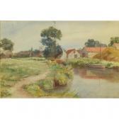 Dawson M.B. Boats In A River Before A Town Dawson M.B. Boats In A River Before A Town