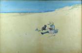 DAWSON NELSON Beach Scene With Child And Dog DAWSON NELSON Beach Scene With Child And Dog