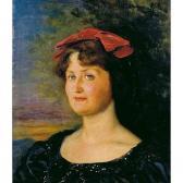 DE AYALA MANUEL LOPEZ ""retrato De Dama Con Lazo Rojo"" DE AYALA MANUEL LOPEZ ""retrato De Dama Con Lazo Rojo""