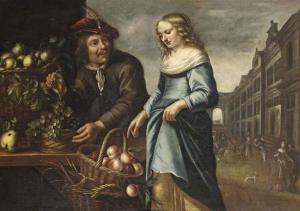Gillis Gillisz. De Bergh - A Fruit Seller And A Young Woman 