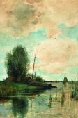 DE BOCK Theophile Emile Achille View Of A Boat In An Inlet DE BOCK Theophile Emile Achille View Of A Boat In An Inlet
