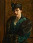 DE BRUNIN Leon Meuter Portrait De La Femme De L’’artiste Au Chapeau De Plume DE BRUNIN Leon Meuter Portrait De La Femme De L’’artiste Au Chapeau De Plume