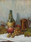 DE CENZO FELICIANO Natura Morta Di Frutti E Fiasco DE CENZO FELICIANO Natura Morta Di Frutti E Fiasco