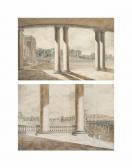 de CORT Hendrik Frans Fonthill Splendens: Two Views From The Portico Towards The Right Wing; And View From The Right Wing Across The Entrance de CORT Hendrik Frans Fonthill Splendens: Two Views From The Portico Towards The Right Wing; And View From The Right Wing Across The Entrance