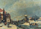 DE CORVEN Winterliche Stadtpartie Mit Einem Fluss DE CORVEN Winterliche Stadtpartie Mit Einem Fluss