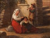 DE DEKER Alfred Jeune Mère Peignant Son Enfant DE DEKER Alfred Jeune Mère Peignant Son Enfant