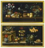 DE ESPINOSA Juan Still Life With Fruit, Sweets, Flowers And A Winecooler; Still Life With Fruit, Cauliflower, Bread And Vessels DE ESPINOSA Juan Still Life With Fruit, Sweets, Flowers And A Winecooler; Still Life With Fruit, Cauliflower, Bread And Vessels