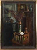 DE GREEF Maria Stilleben Mit Vase Und Hohlraumfedern DE GREEF Maria Stilleben Mit Vase Und Hohlraumfedern