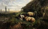 DE HAAS Jean Hubert Leonard Sheep Resting By A Bothy In A Wooded Landscape DE HAAS Jean Hubert Leonard Sheep Resting By A Bothy In A Wooded Landscape