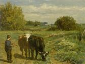 DE HAAS Jean Hubert Leonard Young Herder With Cows In A Landscape DE HAAS Jean Hubert Leonard Young Herder With Cows In A Landscape