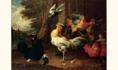 de HONDECOETER Melchior Coq Et Divers Volatiles Sur Fond De Paysage de HONDECOETER Melchior Coq Et Divers Volatiles Sur Fond De Paysage