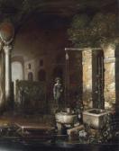 de HOOCH Carel Cornelisz. A Figure By A Well In A Grotto With A Sarcophagus, An Arcade Beyond Inscribed With Occult Symbols de HOOCH Carel Cornelisz. A Figure By A Well In A Grotto With A Sarcophagus, An Arcade Beyond Inscribed With Occult Symbols