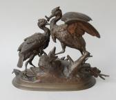 DE LA BRIERRE E. Figural Group Of Two Herons On Rockwork DE LA BRIERRE E. Figural Group Of Two Herons On Rockwork