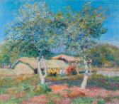 de LARRAÑAGA Enrique Pastoral Landscape With Thatched Structure, Flowers, And Trees de LARRAÑAGA Enrique Pastoral Landscape With Thatched Structure, Flowers, And Trees