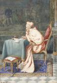 DE LAURENTIS B Interior Scene With Cardinal Seated At A Table Writing A Letter DE LAURENTIS B Interior Scene With Cardinal Seated At A Table Writing A Letter