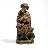 de LOS SANTOS Angel Description: 19th Century, With Gilt And Polychrome Decoration, H. 9 In. de LOS SANTOS Angel Description: 19th Century, With Gilt And Polychrome Decoration, H. 9 In.