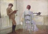 DE LOUREIRO Arthur Jose Souza Study Of The Artist's Wife And Son Signed And Indistinctly Dedicated 'à Ma Première Élève ... DE LOUREIRO Arthur Jose Souza Study Of The Artist's Wife And Son Signed And Indistinctly Dedicated 'à Ma Première Élève ...