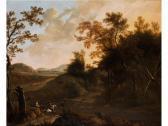 DE MOUCHERON Frederick Hügelige Landschaft Mit Jagdszene DE MOUCHERON Frederick Hügelige Landschaft Mit Jagdszene