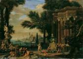 de MOUCHERON Isaac Architekturcapriccio. Südlicher Seehafen Mit Römischen Monumenten. de MOUCHERON Isaac Architekturcapriccio. Südlicher Seehafen Mit Römischen Monumenten.