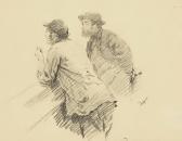 DE NITTIS Giuseppe Deux Hommes Accoudés Discutant DE NITTIS Giuseppe Deux Hommes Accoudés Discutant