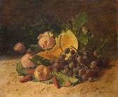 De Noter David Composition Aux Raisins, Melon Et Aux Roses De Noter David Composition Aux Raisins, Melon Et Aux Roses