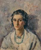 de POGEDAIEFF Georges Portrait De Femme Au Collier de POGEDAIEFF Georges Portrait De Femme Au Collier