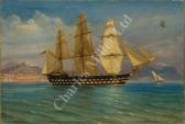 DE SIMONE Tommaso H.m.s. Trafalgar Becalmed In The Bay Of Naples DE SIMONE Tommaso H.m.s. Trafalgar Becalmed In The Bay Of Naples