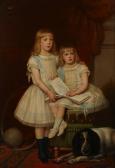 DE WILDE Frans A Portrait Of Two Young Girls With A Spaniel DE WILDE Frans A Portrait Of Two Young Girls With A Spaniel