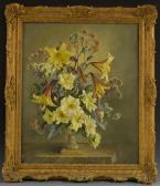 de Winton David Still Life, Vase Of Flowers On A Ledge de Winton David Still Life, Vase Of Flowers On A Ledge