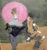 DEANE Frederick Dancer With Pink Parasol And Clown DEANE Frederick Dancer With Pink Parasol And Clown
