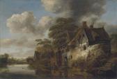 DECKER Cornelis Gerritsz A River Landscape With A Woman At The Door Of A Cottage And A Fisherman Bringing In His Catch DECKER Cornelis Gerritsz A River Landscape With A Woman At The Door Of A Cottage And A Fisherman Bringing In His Catch