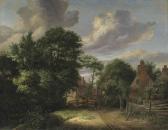DECKER Cornelis Gerritsz A Wooded Landscape With Man Approaching A Village DECKER Cornelis Gerritsz A Wooded Landscape With Man Approaching A Village