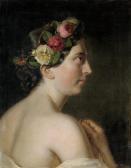 DECKER Georg Profilbild Einer Jungen Frau Mit Blumen Im Haar DECKER Georg Profilbild Einer Jungen Frau Mit Blumen Im Haar