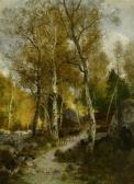 DEFAUX Alexandre A Forest Landscape With Two Roe Deer DEFAUX Alexandre A Forest Landscape With Two Roe Deer