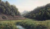 DEIKER Johannes Christian Blick Auf Schloss Braunfels In Hessen, Im Vordergrund Weite Bewaldete Landschaft DEIKER Johannes Christian Blick Auf Schloss Braunfels In Hessen, Im Vordergrund Weite Bewaldete Landschaft