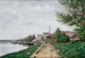 DELACOUR Hippolyte Mère Et Son Enfant Sur Le Chemin En Bord De Rivière DELACOUR Hippolyte Mère Et Son Enfant Sur Le Chemin En Bord De Rivière