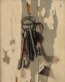 DELAPORTE Janine Trompe-l'œil Style Study Of Keys Hanging From A Nail DELAPORTE Janine Trompe-l'œil Style Study Of Keys Hanging From A Nail