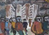 DELAUNAY Eric Personnages Devant Des Immeubles DELAUNAY Eric Personnages Devant Des Immeubles