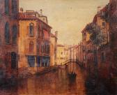 DELBOS LEON A Venetian Side Canal With Gondola DELBOS LEON A Venetian Side Canal With Gondola