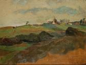 DELESCLUSE JEAN A Rural Scene With Church Spire To The Distance DELESCLUSE JEAN A Rural Scene With Church Spire To The Distance
