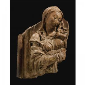 Niccolo' Dell'Arca - A Fragmentary Terracotta Relief Of The Madonna